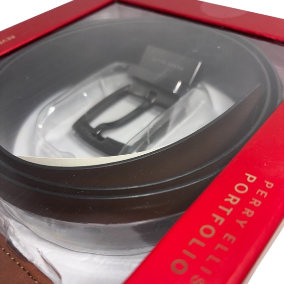 Perry Ellis Portfolio Leather Belt and Leather BiFold Gift Set Men’s Size M or L